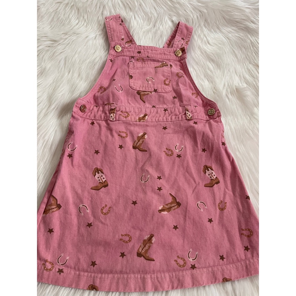 Happily Grey Girls' Pink Overall Jumper Western Cowboy Boots Horseshoe Size 5